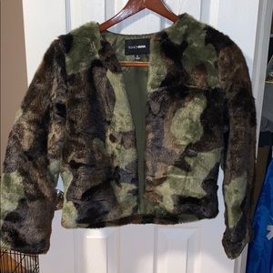 Camo faux fur jacket